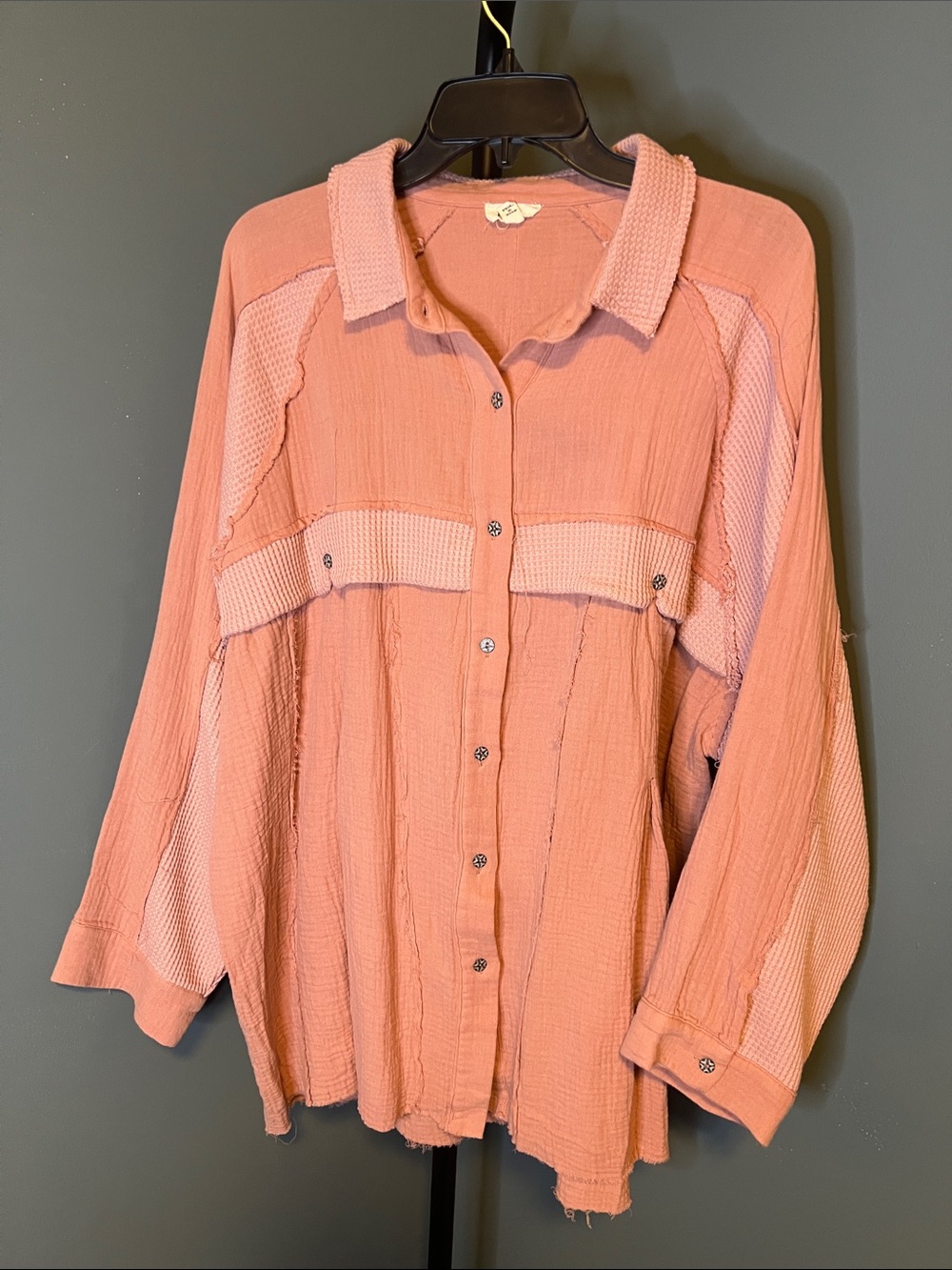POL Rose color Button-Front Collared Shirt